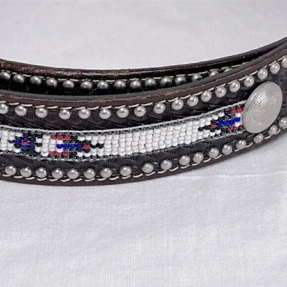 Vintage Aztec design handmade leather belt, men’s size 32-33 waist - Picture 5 of 6